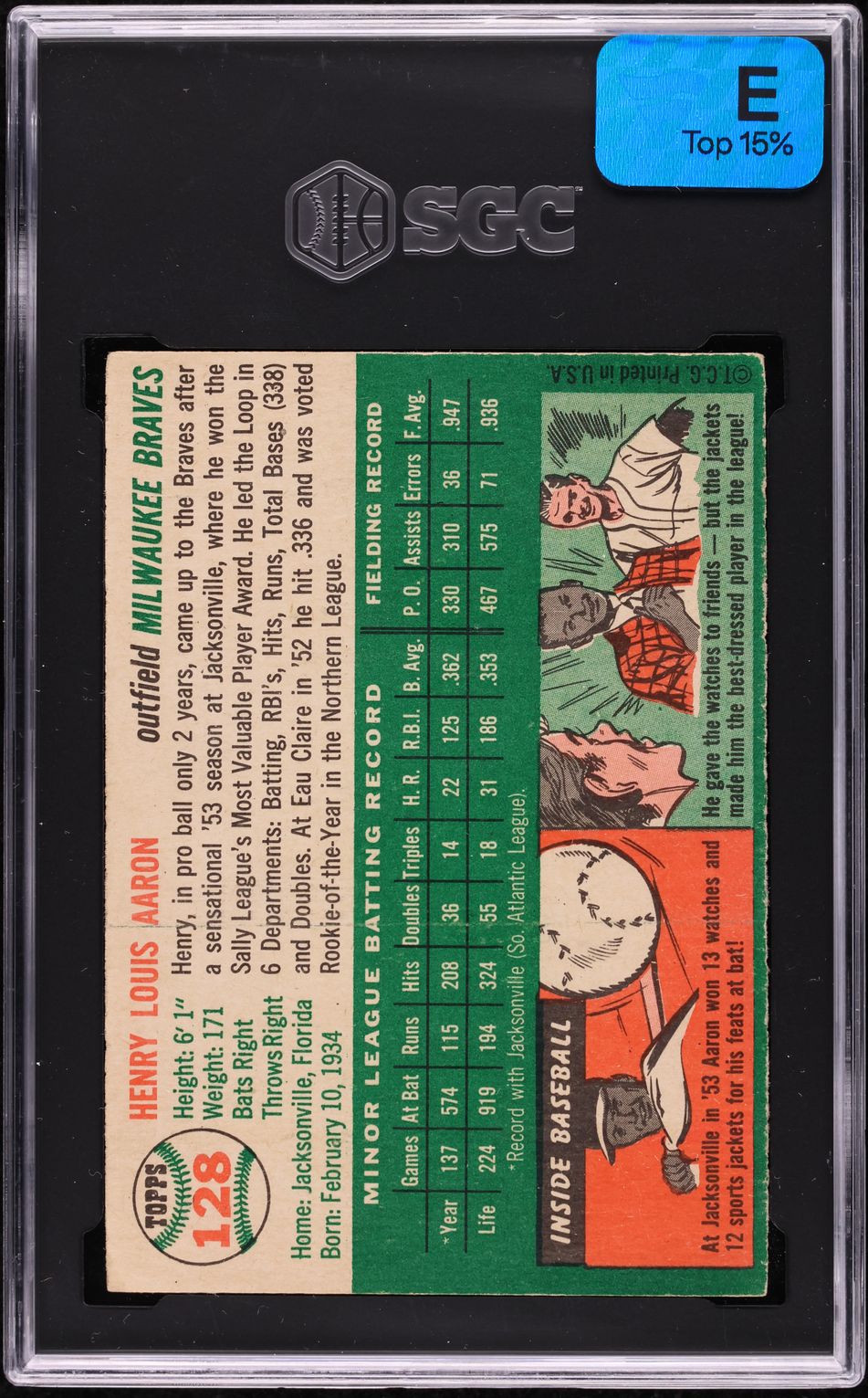 1954 Topps Hank Aaron ROOKIE #128 SGC 4.5 VGEX+