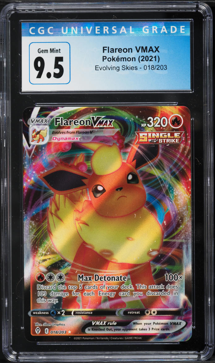 2021 Pokemon Sword & Shield Evolving Skies Full Art Flareon VMAX #18 CGC 9.5 GEM MINT