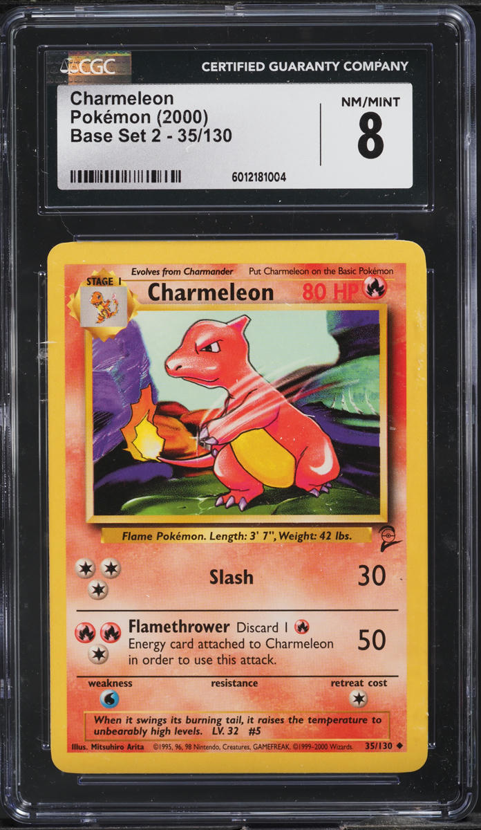 2000 Pokemon Base Set 2 Charmeleon #35 CGC 8 NM-MT