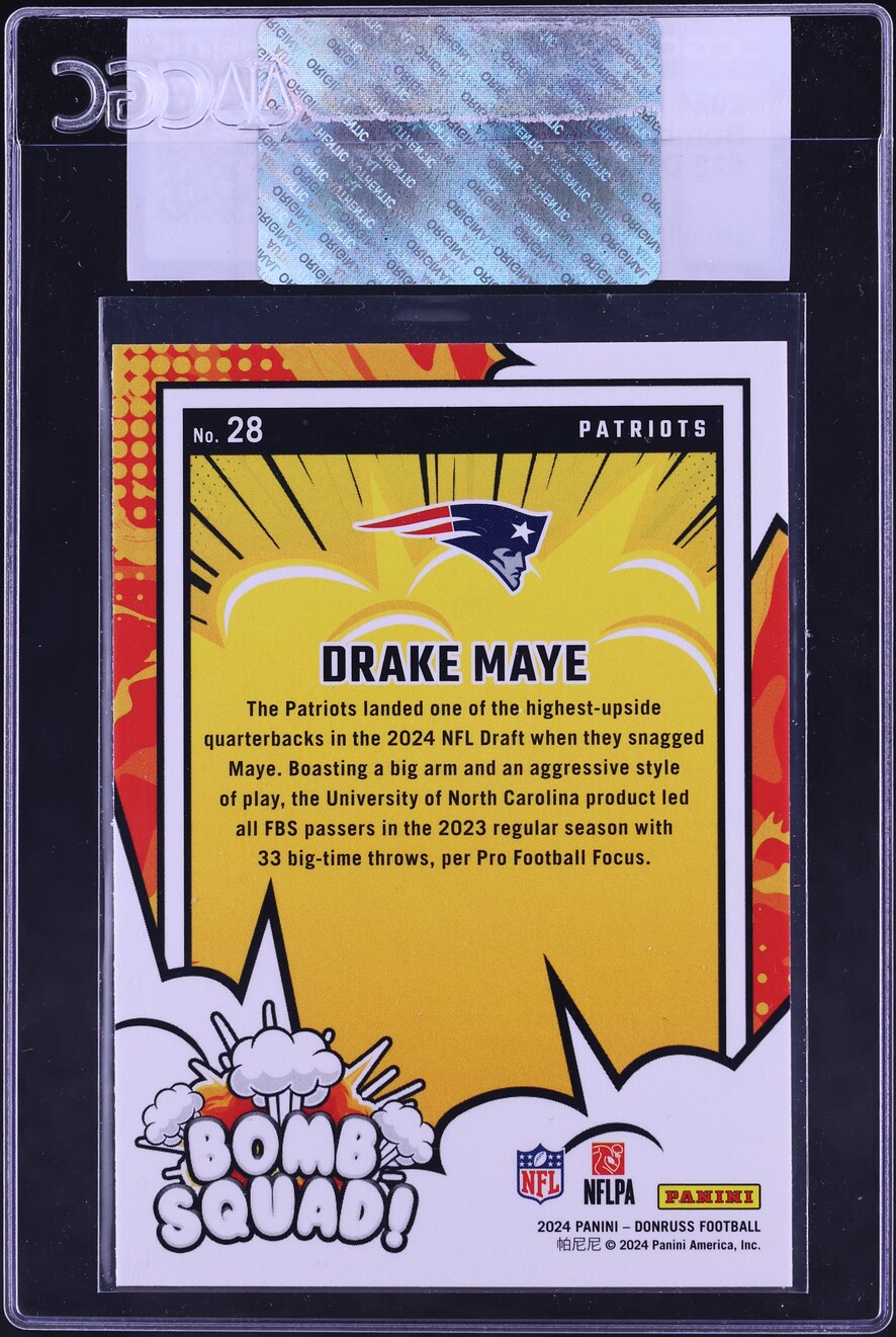 2024 Donruss Bomb Squad! Drake Maye ROOKIE #28 CGC AUTH
