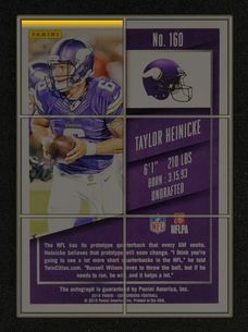2015 Panini Contenders Taylor Heinicke ROOKIE AUTO #160 MBA AUTH