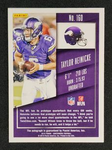 2015 Panini Contenders Taylor Heinicke ROOKIE AUTO #160 MBA AUTH