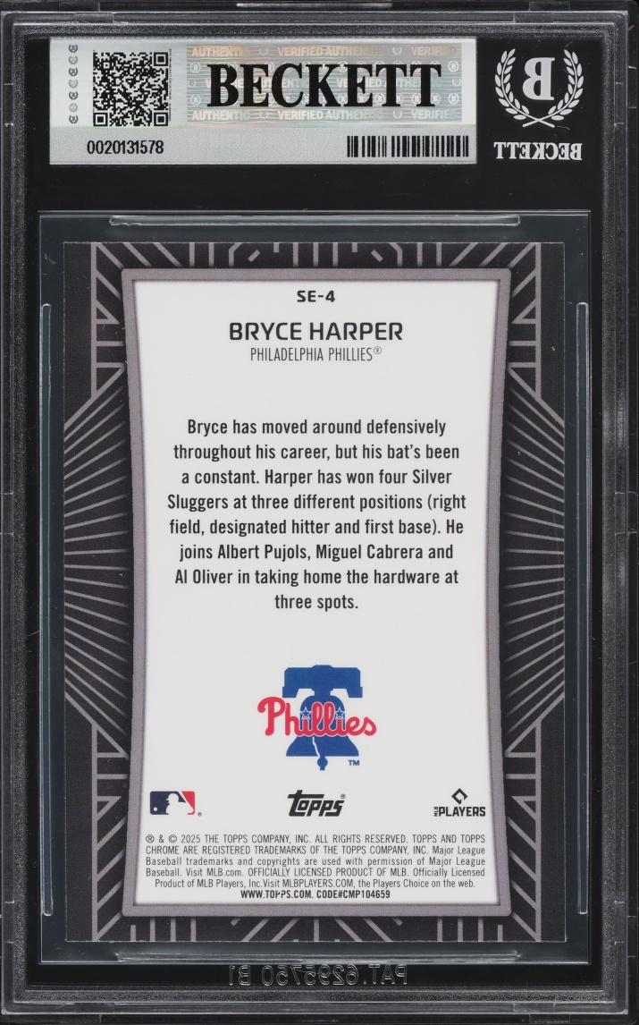 2025 Topps Chrome Shadow Etch Bryce Harper #SE4 BGS 9 MINT