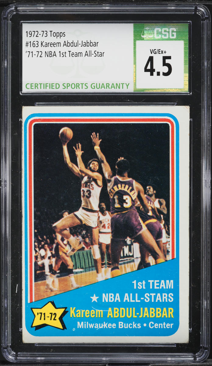 1972 Topps Basketball All-Star Kareem Abdul-Jabbar #163 CSG 4.5 VGEX+