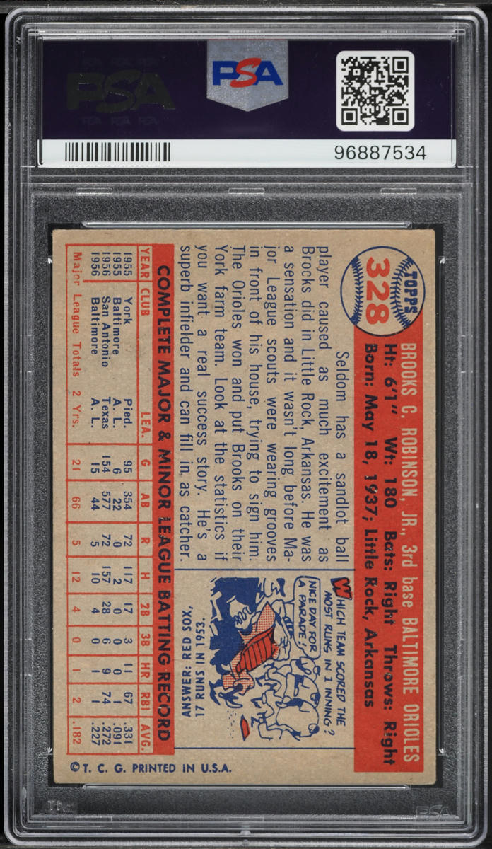 1957 Topps Brooks Robinson ROOKIE AUTO DNA 9 #328 PSA 4 VGEX