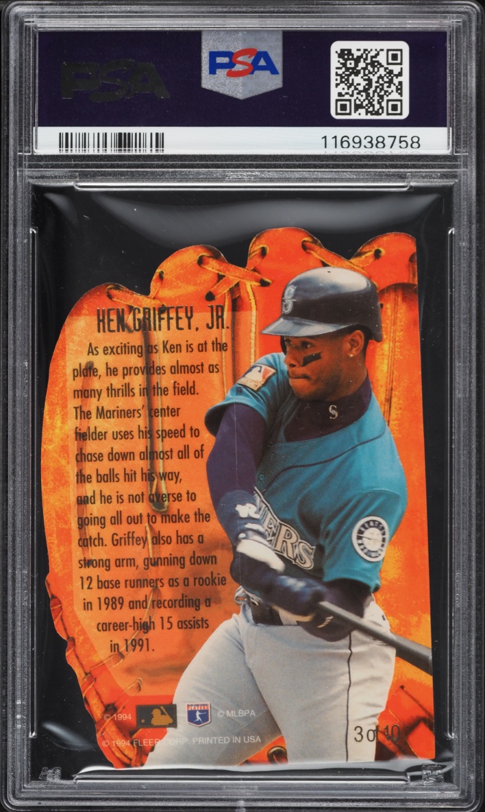 1994 Flair Hot Gloves Die-Cut Ken Griffey Jr. #3 PSA 10 GEM MINT