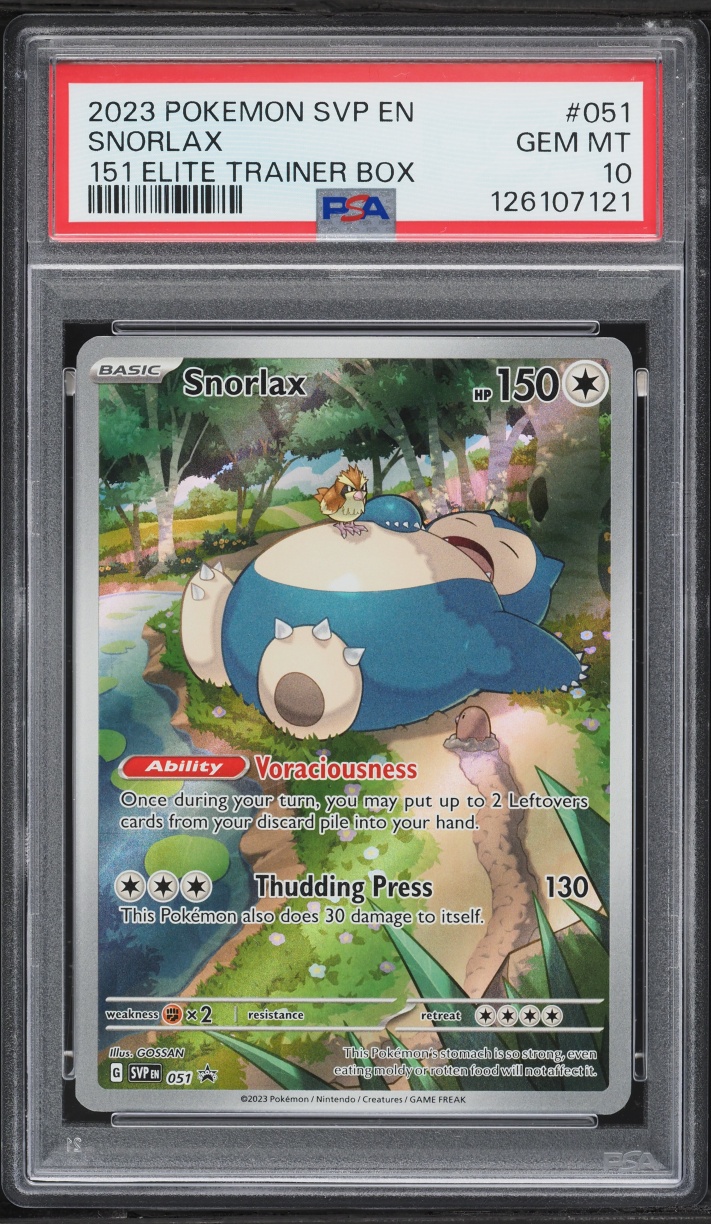 2023 Pokemon Scarlet & Violet Promo 151 ETB Full Art Snorlax #51 PSA 10 GEM MINT
