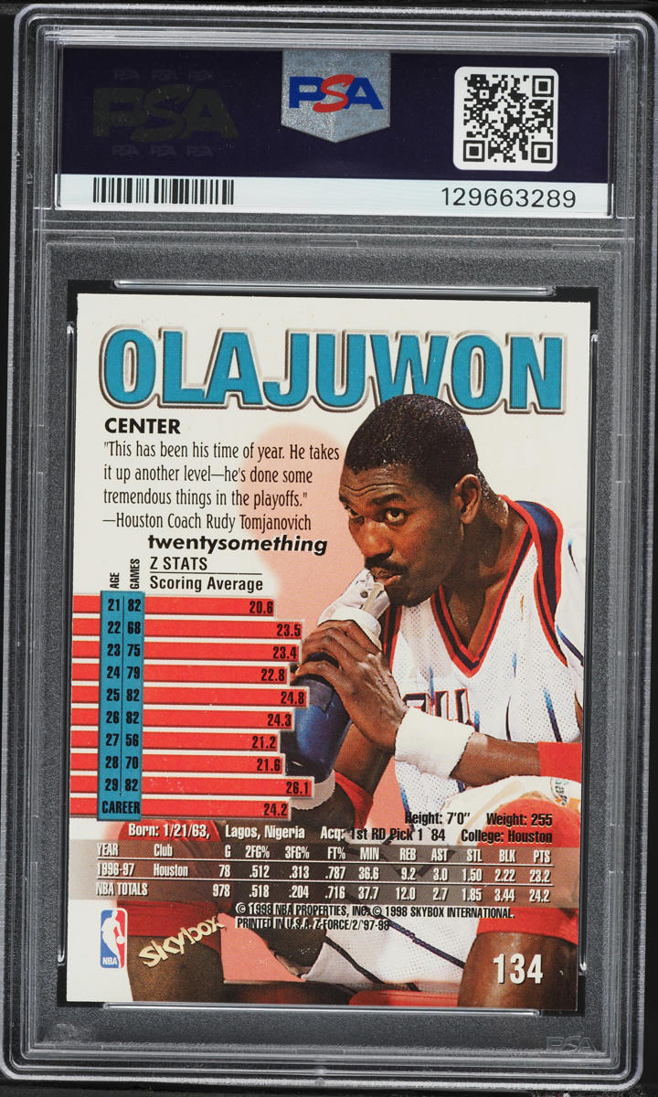 1997 Skybox Z-Force Hakeem Olajuwon #134 PSA 8 NM-MT