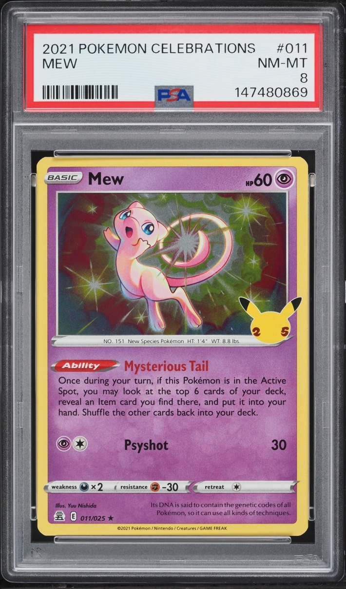 2021 Pokemon Sword & Shield Celebrations Holo Mew #11 PSA 8 NM-MT