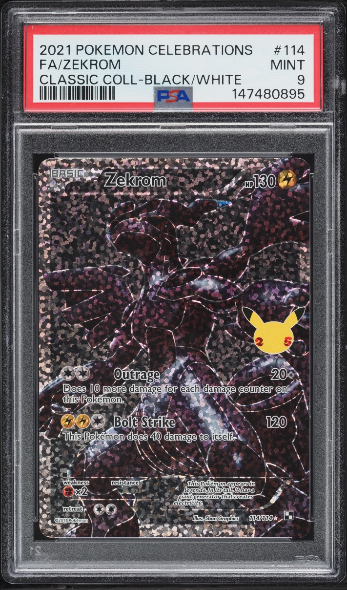 2021 Pokemon Sword & Shield Celebrations Full Art Zekrom #114 PSA 9 MINT
