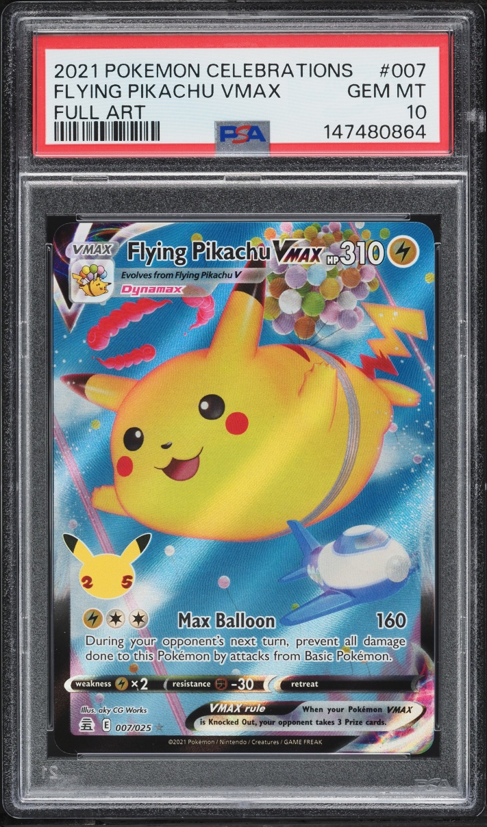 2021 Pokemon Sword & Shield Celebrations Full Art Flying Pikachu VMAX #7 PSA 10 GEM MINT
