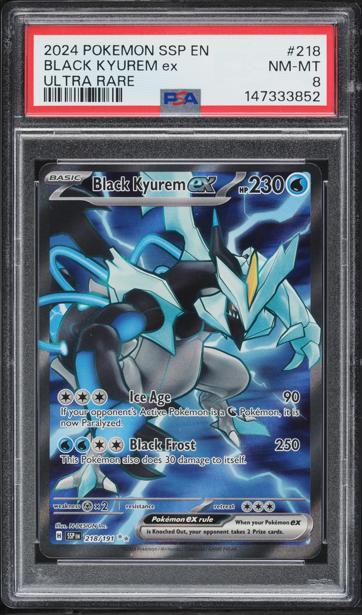 2024 Pokemon Scarlet & Violet Surging Sparks Full Art Black Kyurem ex #218 PSA 8 NM-MT