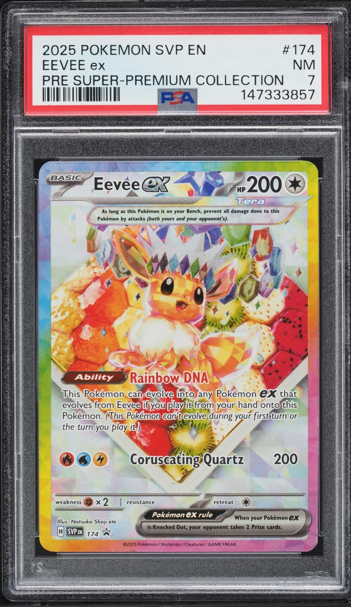 2025 Pokemon SV Promo Prismatic Evolutions Super Premium Full Art Eevee ex #174 PSA 7 NRMT