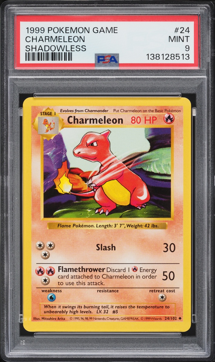 1999 Pokemon Base Set Shadowless Charmeleon #24 PSA 9 MINT