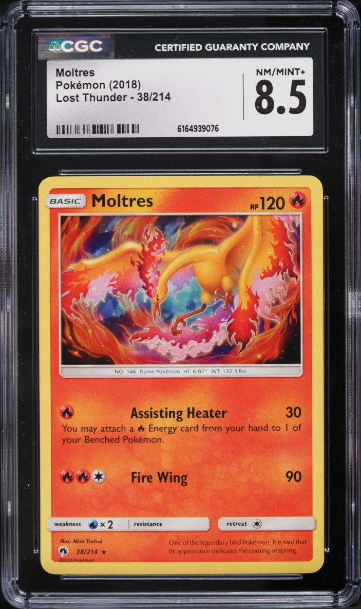 2018 Pokemon Sun & Moon Lost Thunder Moltres #38 CGC 8.5 NM-MT+