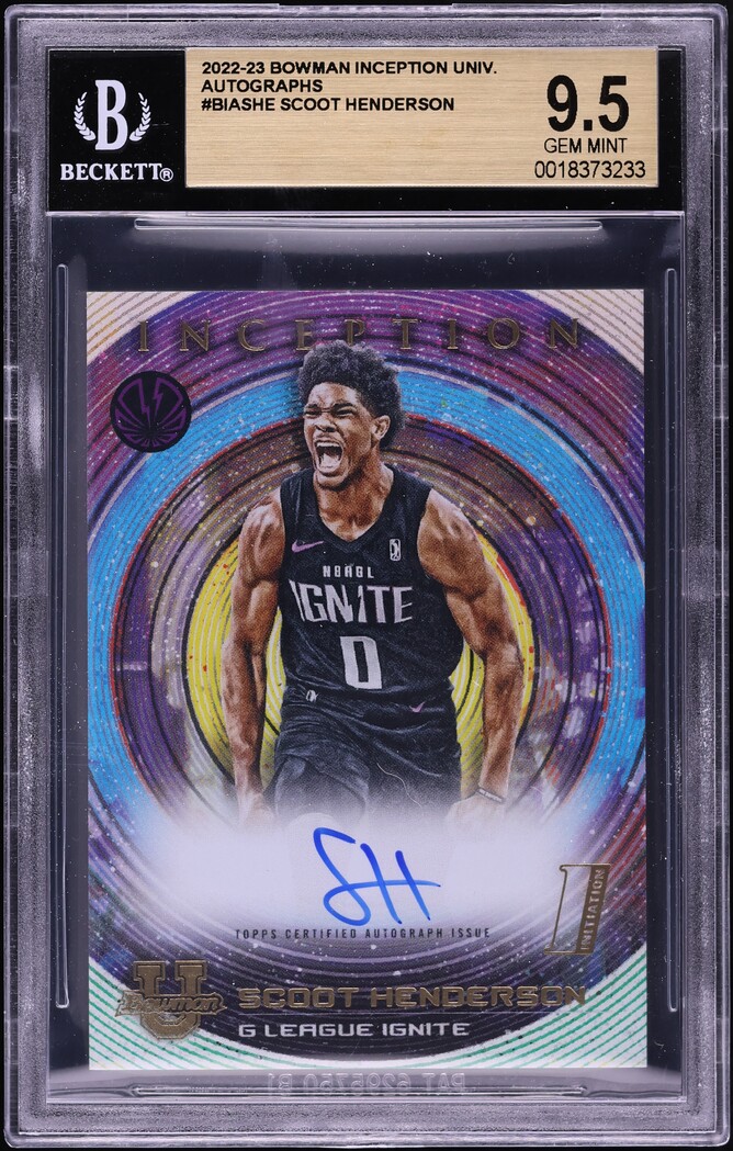 2022 Bowman University Inception Scoot Henderson ROOKIE AUTO #BIA-SHE BGS 9.5 - Main Image