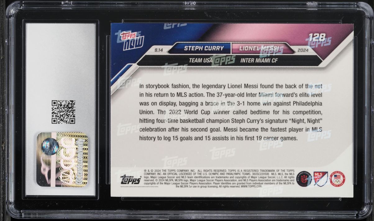 2024 Topps Now MLS Stephen Curry & Lionel Messi #128 CGC 9.5 MINT+