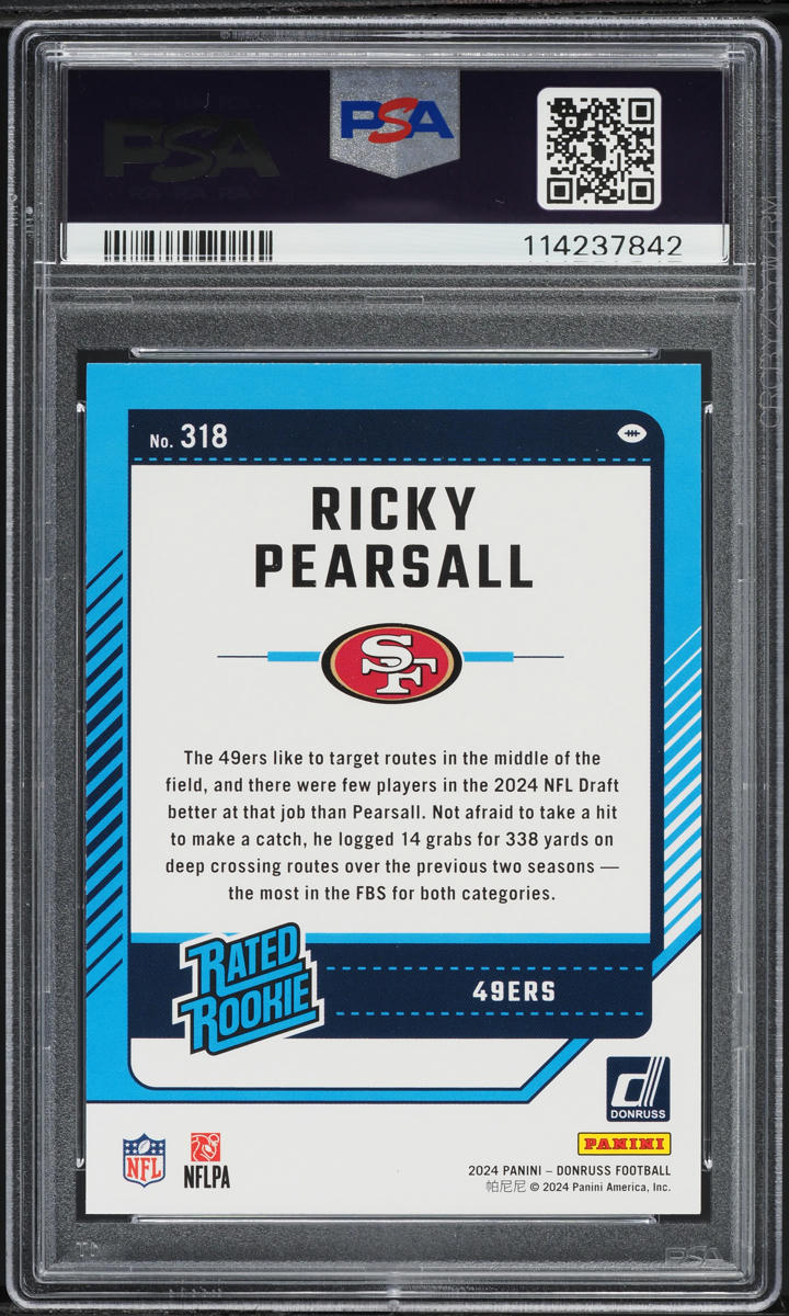 2024 Donruss Football Ricky Pearsall ROOKIE #318 PSA 10 GEM MINT