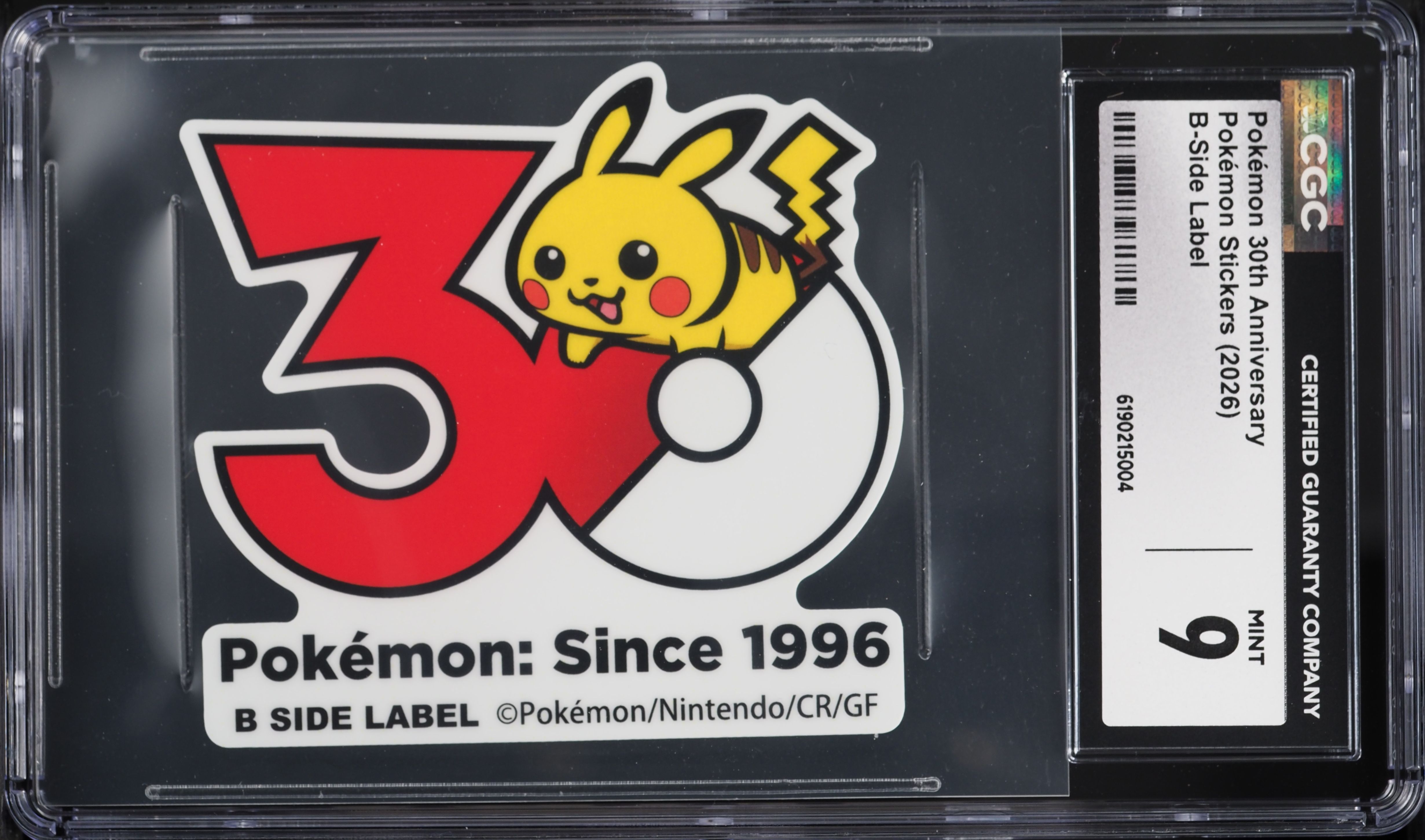 2026 Pokemon Japanese B-Side Label Stickers 30th Anniversary CGC 9 MINT