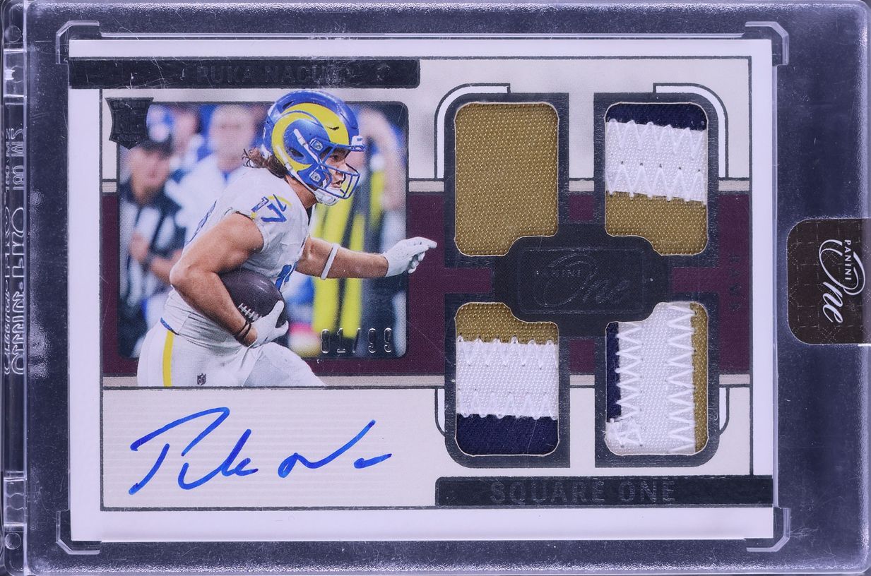 2023 Panini One Square One Puka Nacua ROOKIE PATCH AUTO /99 #80 CGC AUTH