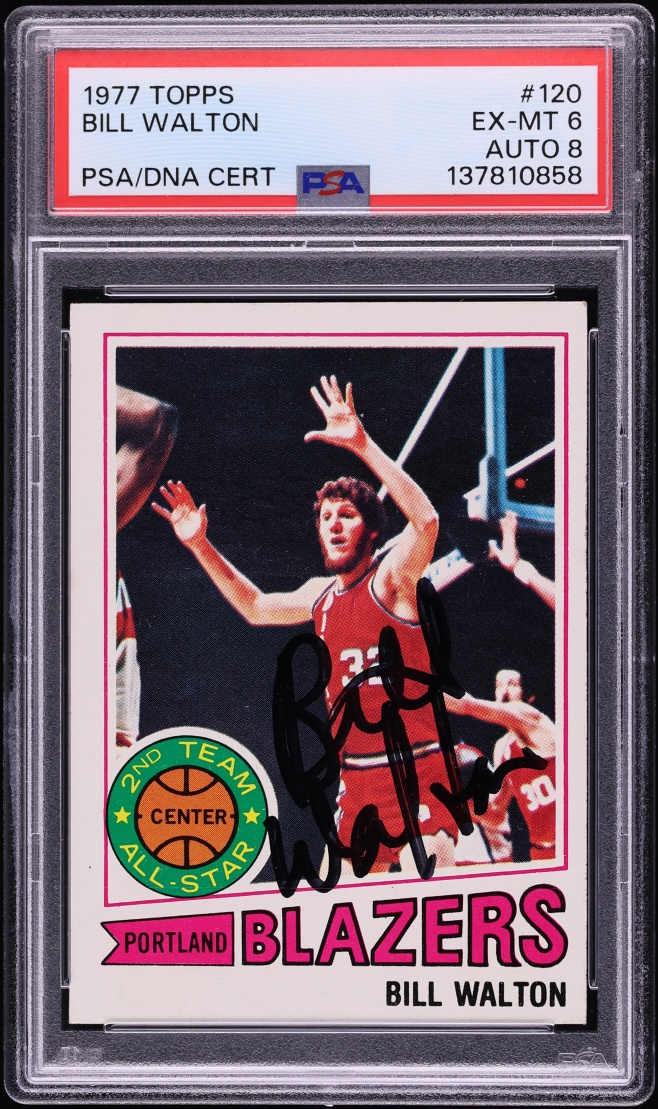 1977 Topps Basketball Bill Walton AUTO DNA 8 #120 PSA 6 EXMT