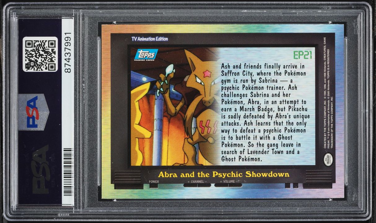 2000 Pokemon Topps TV Animation Series 2 Abra And The Psychic Showdown AUTO DNA 10 PSA 8