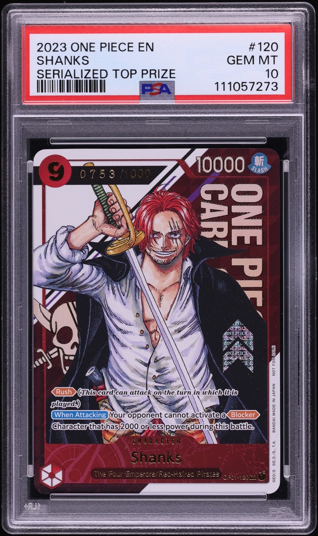 2023 One Piece Promo Flagship Top Prize Shanks /1000 #120 PSA 10 GEM MINT