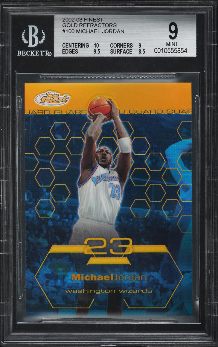 2002 Finest Gold Refractor Michael Jordan /25 #100 BGS 9 MINT