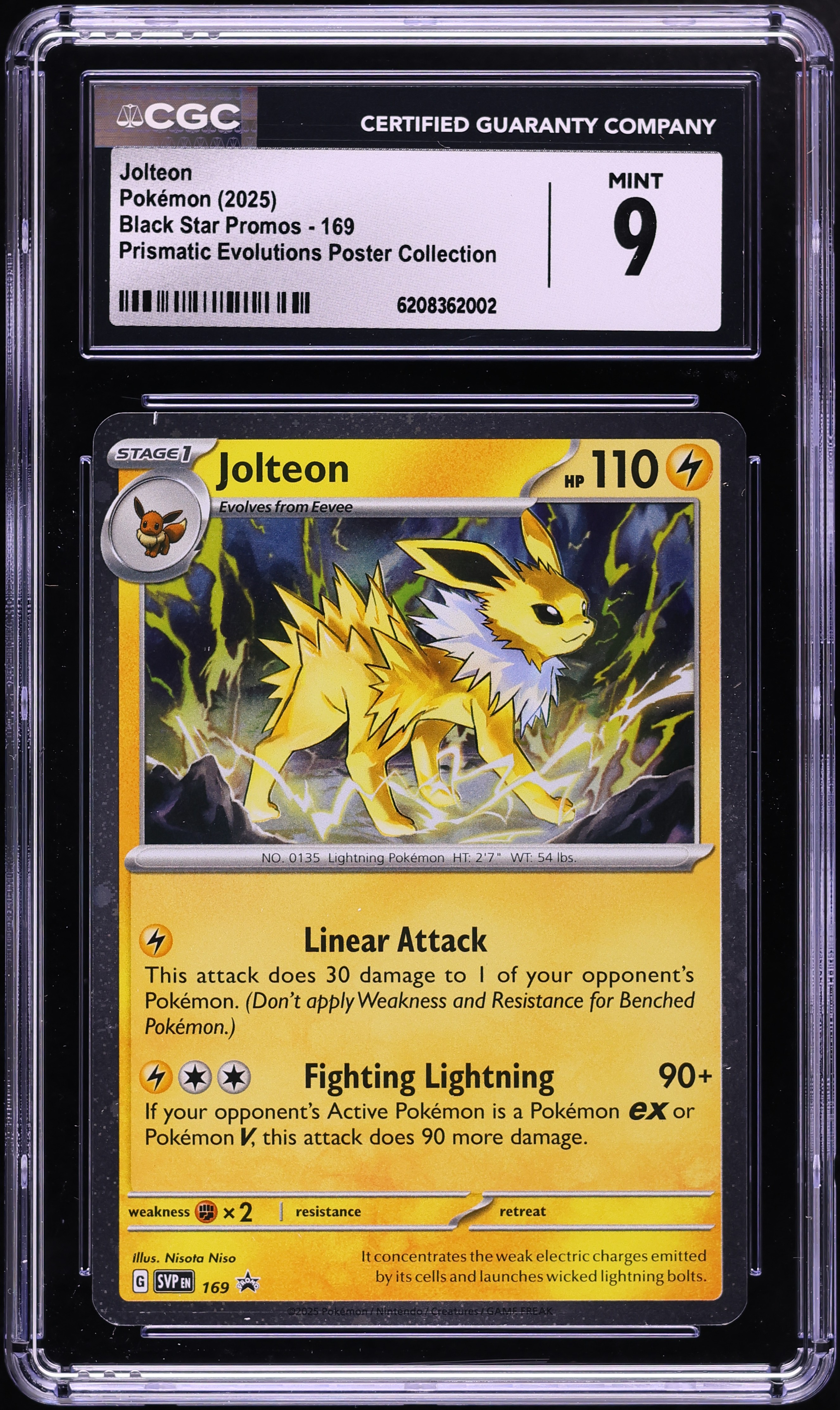 2025 Pokemon SV Promo Prismatic Evolutions Poster Collection Jolteon #169 CGC 9 MINT