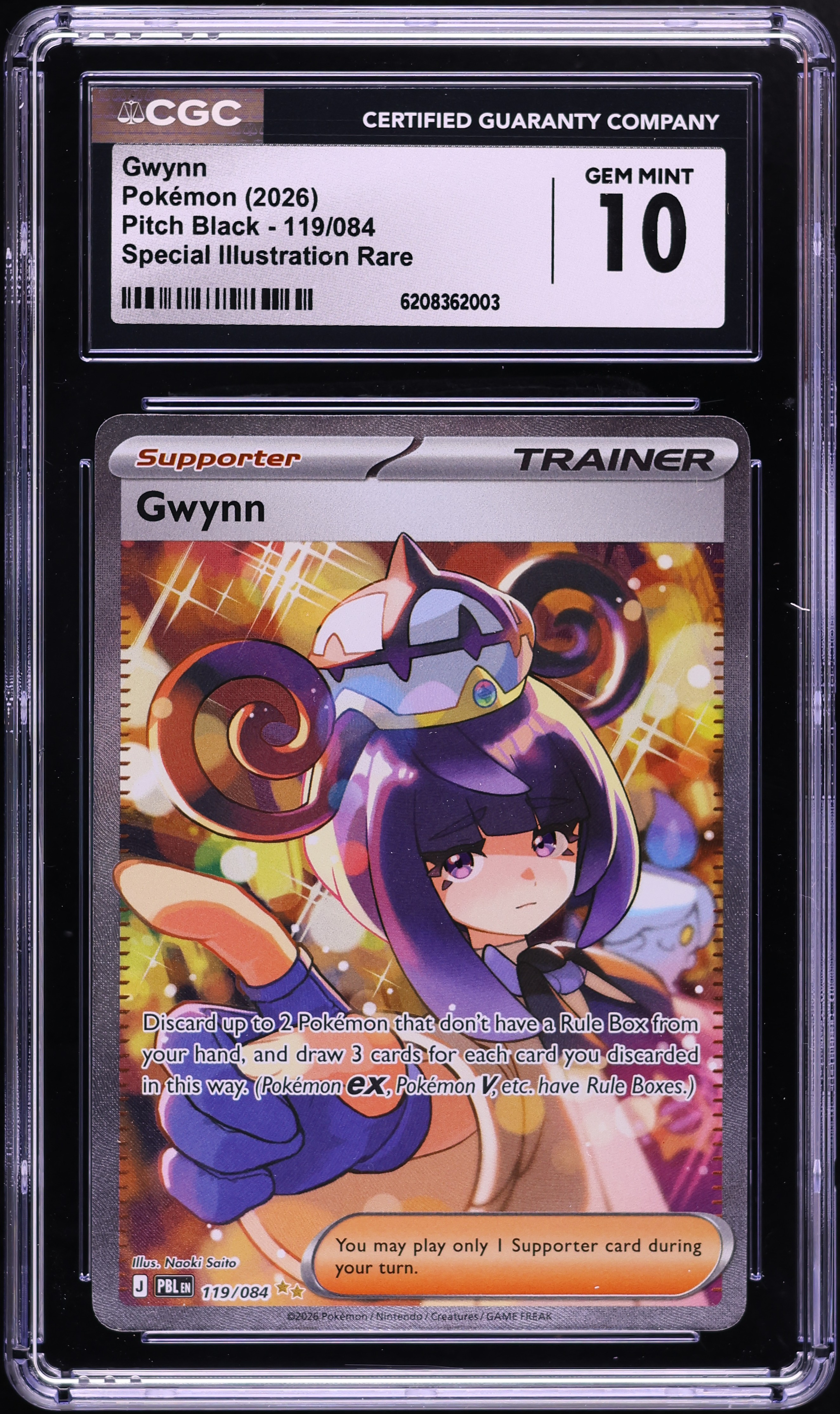 2026 Pokemon Mega Evolution Pitch Black SIR Gwynn #119 CGC 10 GEM MINT