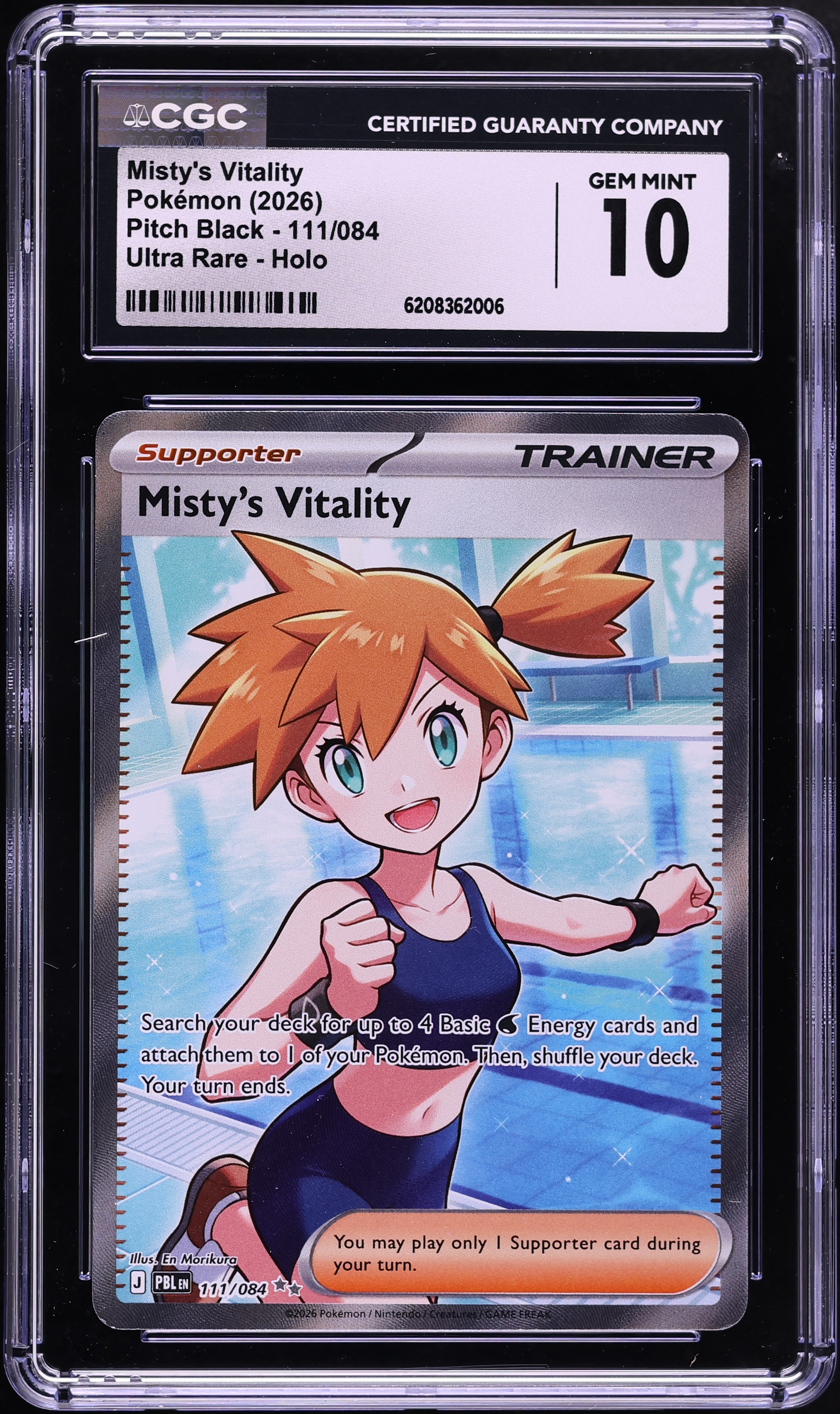 2026 Pokemon Mega Evolution Pitch Black Full Art Misty's Vitality #111 CGC 10 GEM MINT