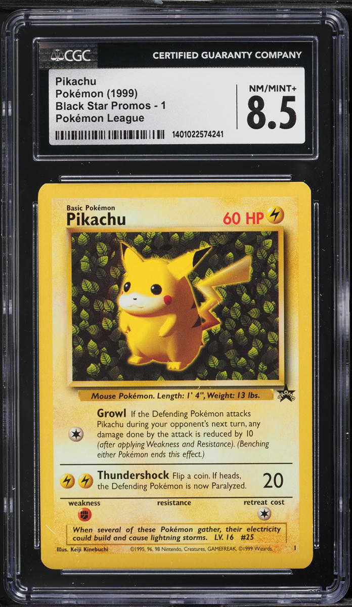 1999 Pokemon League Black Star Promo Pikachu #1 CGC 8.5 NM-MT+