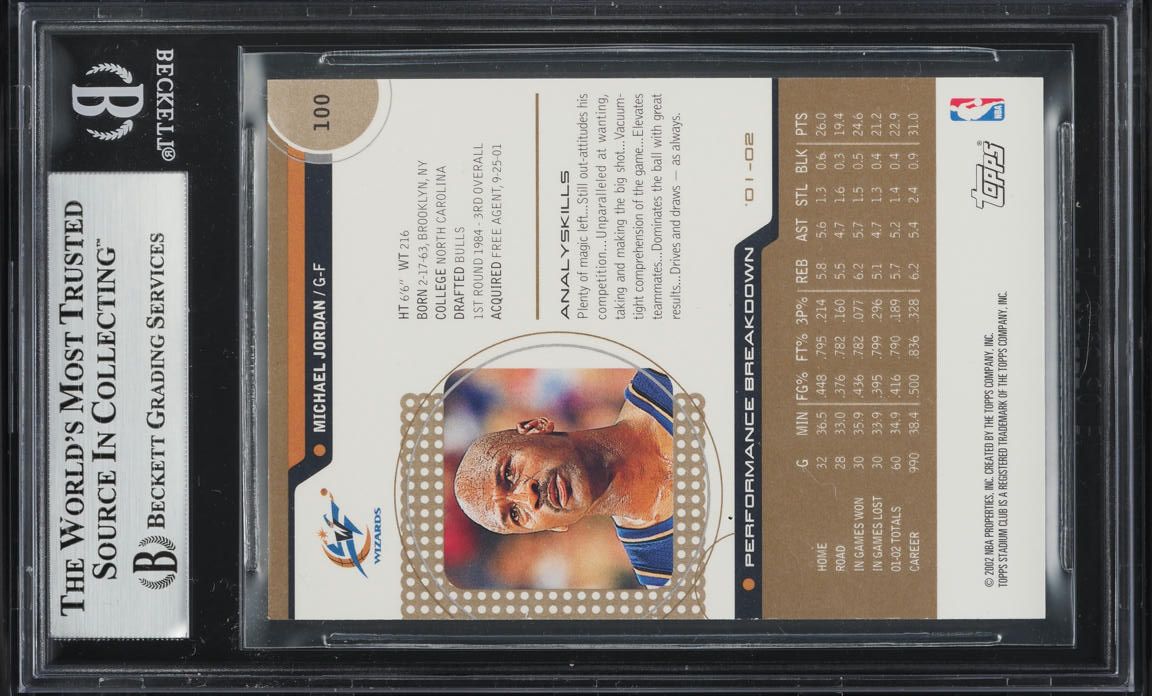 2002 Stadium Club 10th Anniversary Parallel Michael Jordan #100 BGS 8.5 NM-MT+
