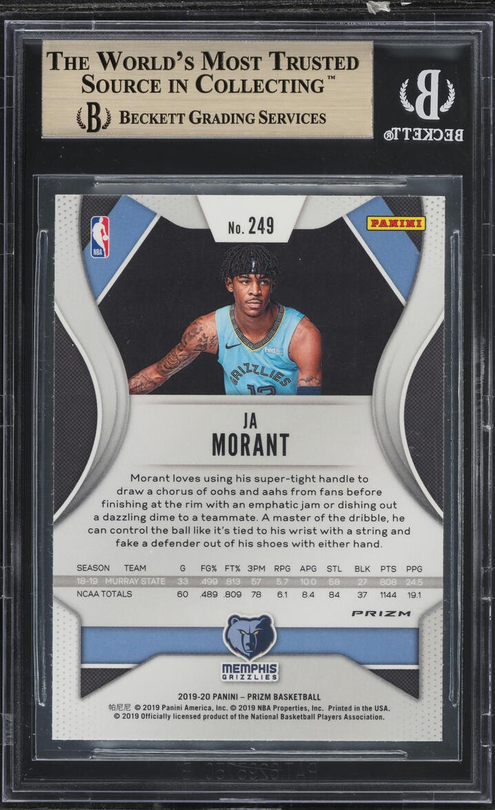 2019 Panini Prizm Silver Ja Morant ROOKIE #249 BGS 10 PRISTINE