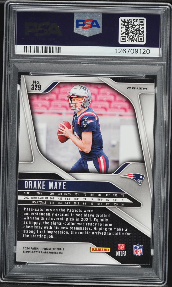 2024 Panini Prizm Neon Green Pulsar Drake Maye ROOKIE #329 PSA 9 MINT