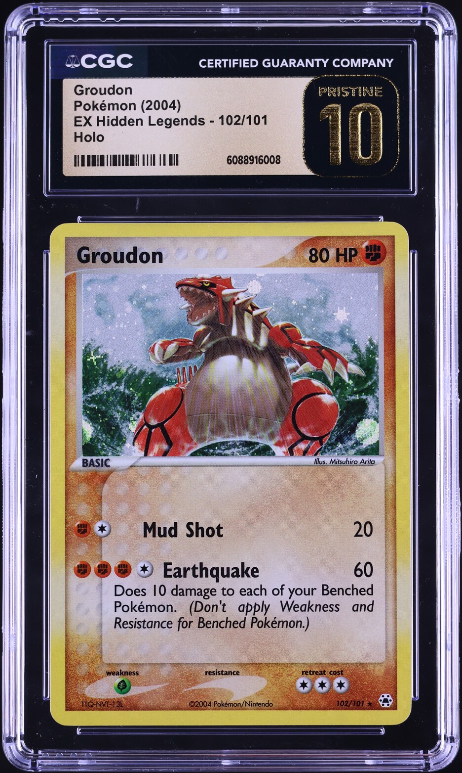 2004 Pokemon EX Hidden Legends Holo Groudon #102 CGC 10 PRISTINE