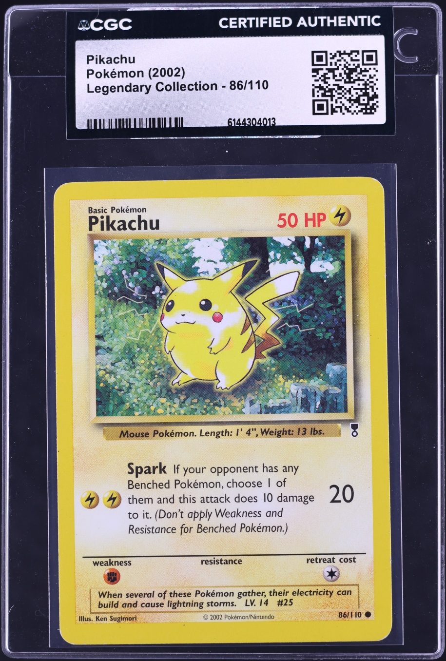 2002 Pokemon Legendary Collection Pikachu #86 CGC AUTH