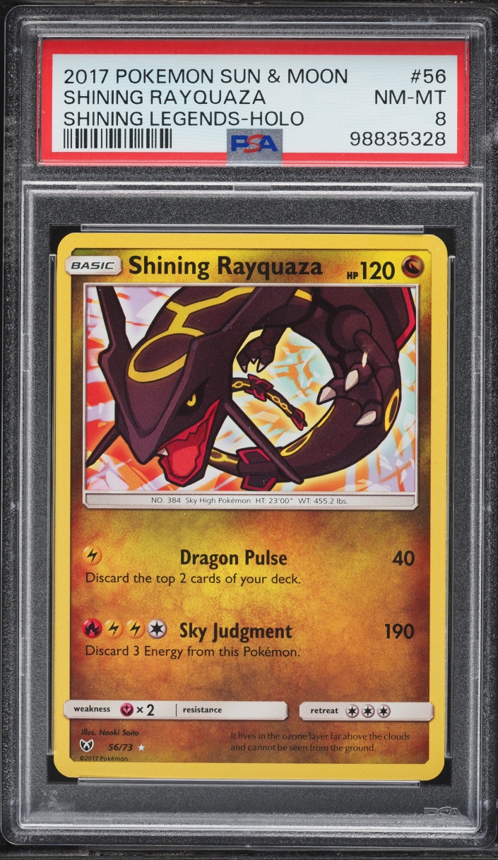 2017 Pokemon Sun & Moon Shining Legends Holo Shining Rayquaza #56 PSA 8 NM-MT