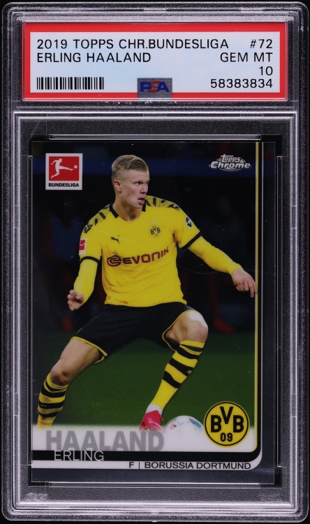 2019 Topps Chrome Bundesliga Erling Haaland ROOKIE #72 PSA 10 GEM MINT