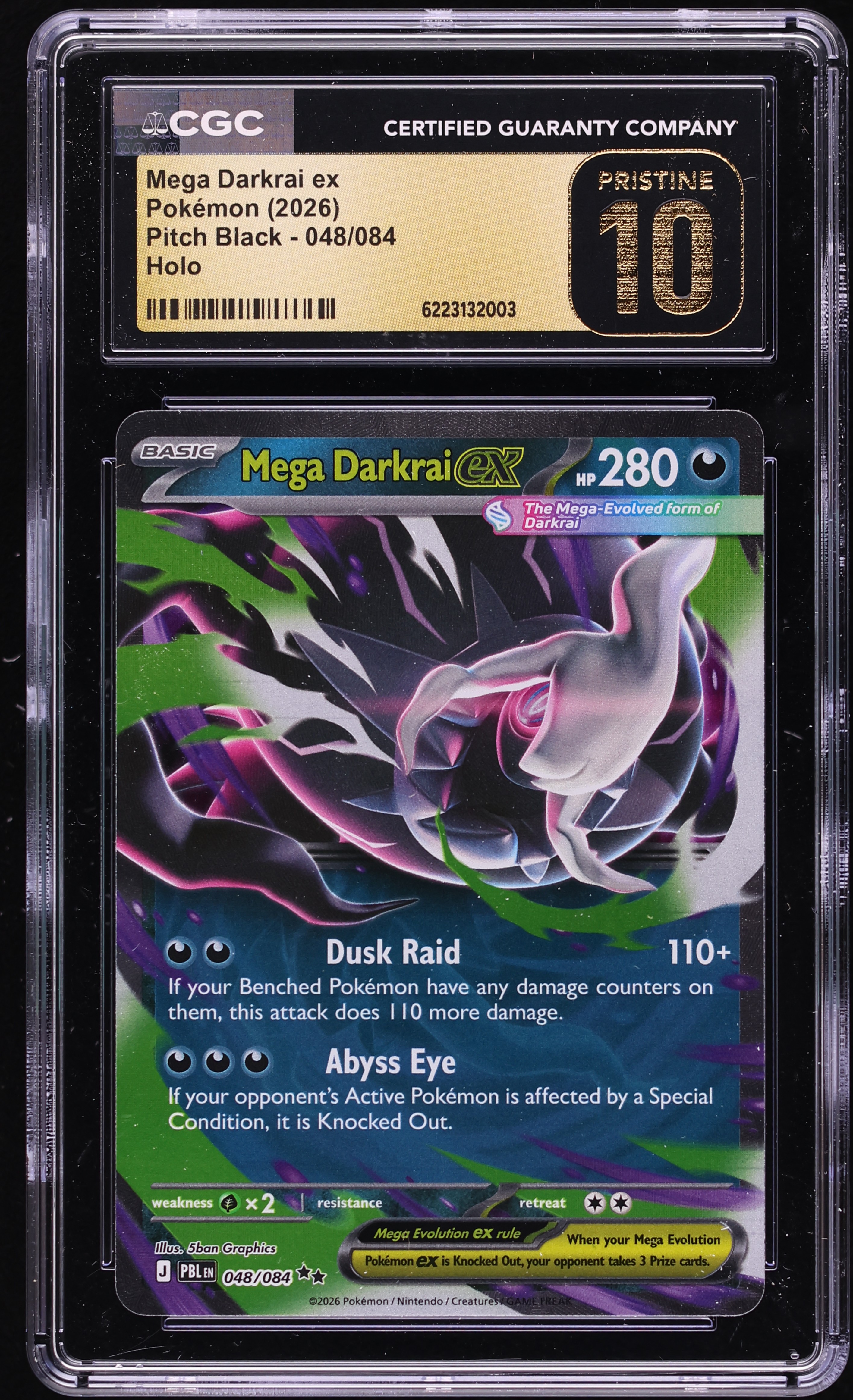 2026 Pokemon Mega Evolution Pitch Black Holo Mega Darkrai EX #48 CGC 10 PRISTINE