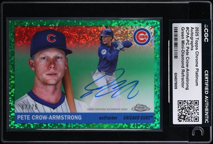 2025 Topps Chrome Platinum Green Mini Diamond Ref Pete Crow-Armstrong AUTO /75 #CPA-PC CGC AUTH