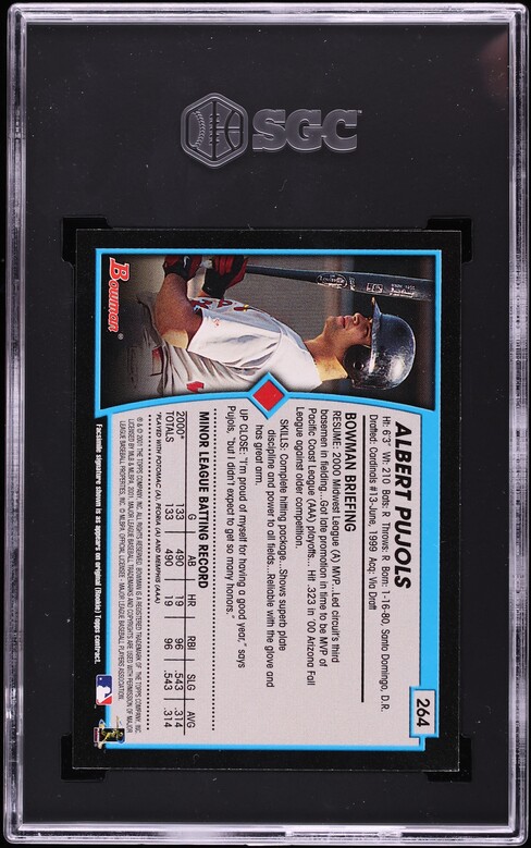2001 Bowman Albert Pujols ROOKIE #264 SGC 8.5 NM-MT+