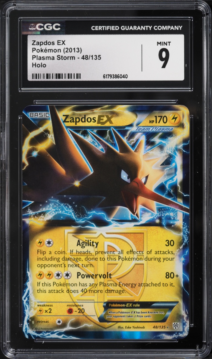 2013 Pokemon Black & White Plasma Storm Zapdos EX #48 CGC 9 MINT
