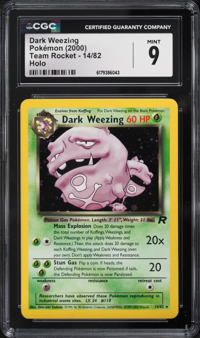 2000 Pokemon Team Rocket Holo Dark Weezing #14 CGC 9 MINT