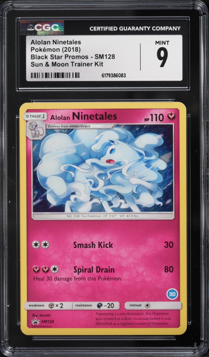 2018 Pokemon Sun & Moon Black Star Promo Trainer Kit Alolan Ninetales #SM128 CGC 9 MINT