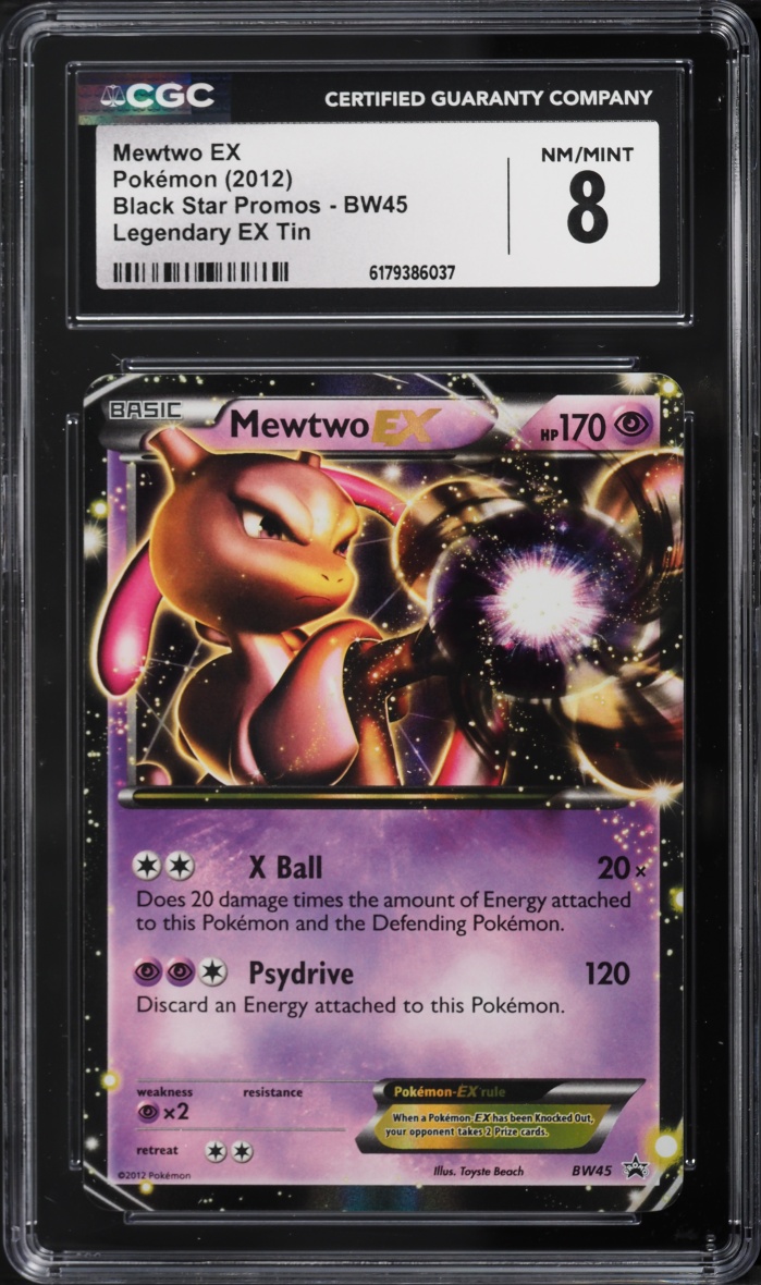 2012 Pokemon Black & White Promo Legendary Tins Holo Mewtwo EX #BW45 CGC 8 NM-MT