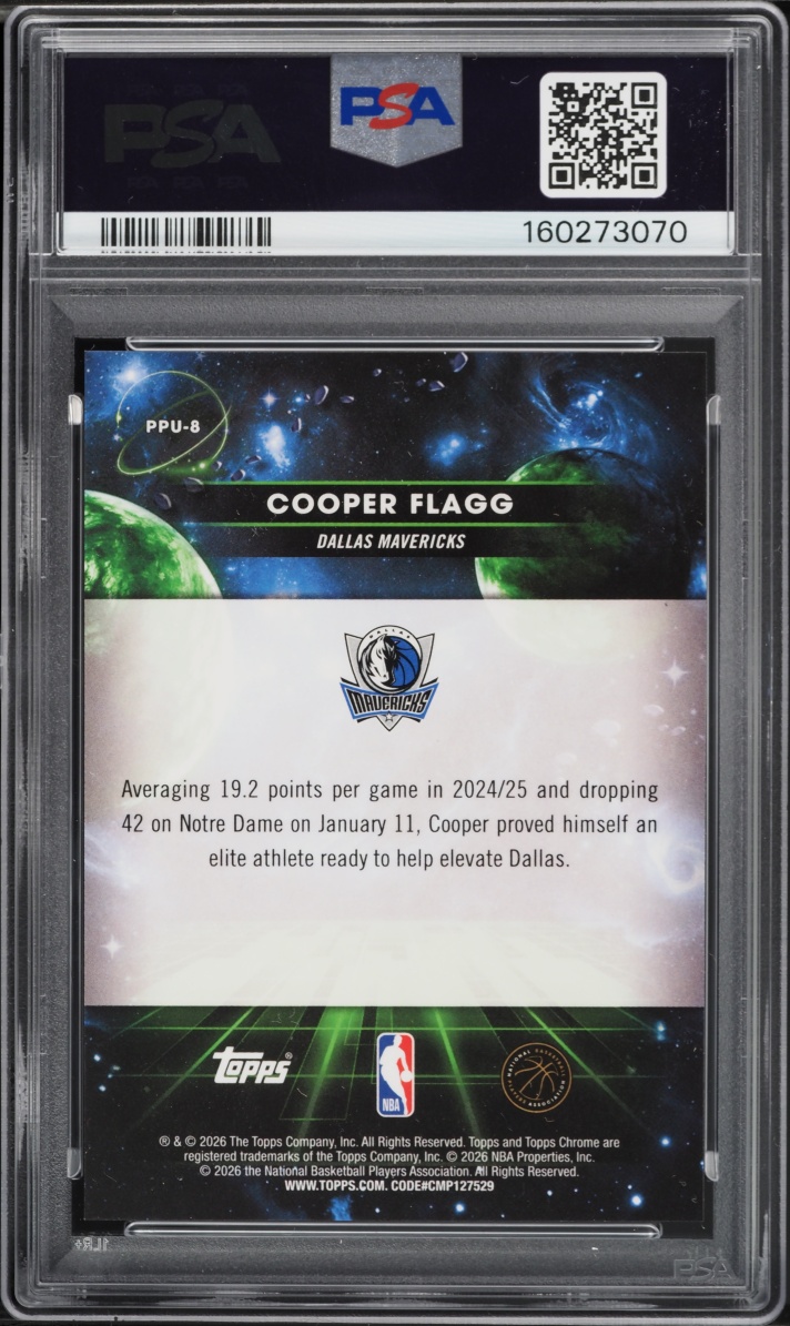 2025 Topps Chrome Cosmic Planetary Pursuit Uranus Cooper Flagg ROOKIE #PPU-8 PSA 10 GEM MINT