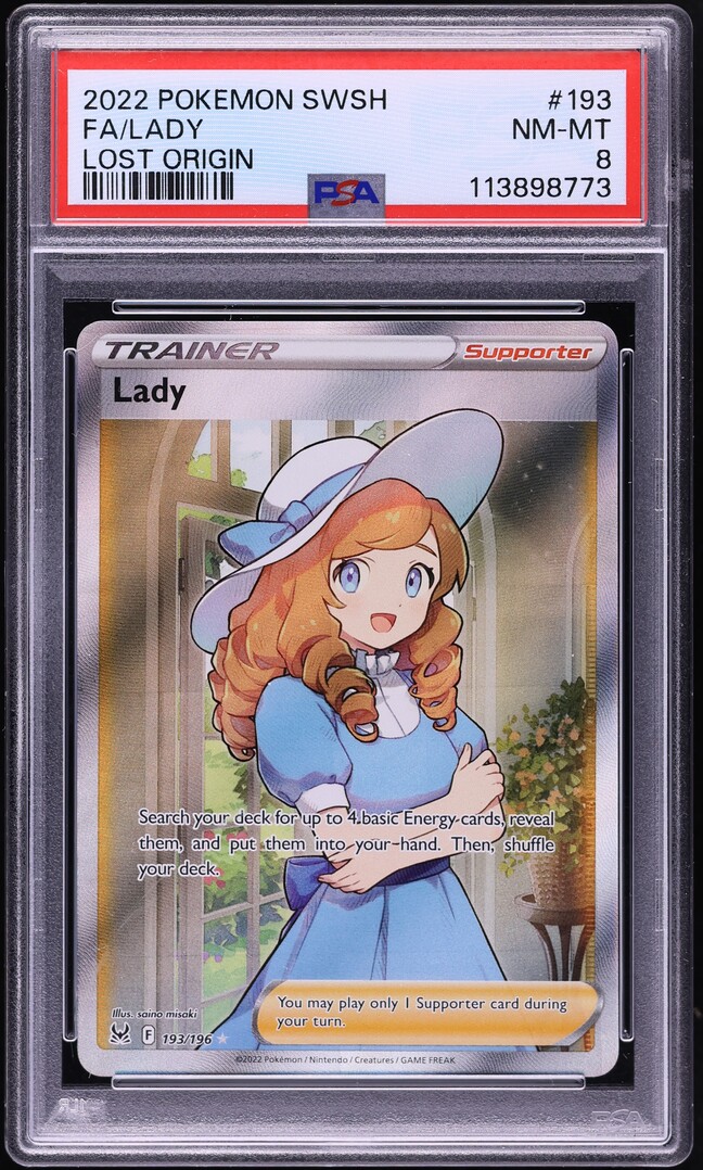 2022 Pokemon Sword & Shield Lost Origin Full Art Lady #193 PSA 8 NM-MT