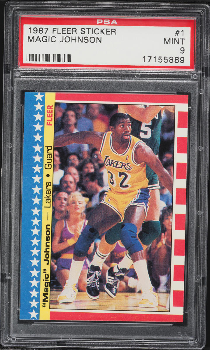 1987 Fleer Sticker Magic Johnson #1 PSA 9 MINT