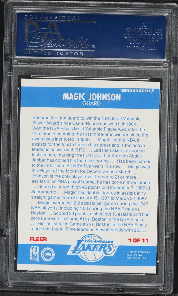 1987 Fleer Sticker Magic Johnson #1 PSA 9 MINT